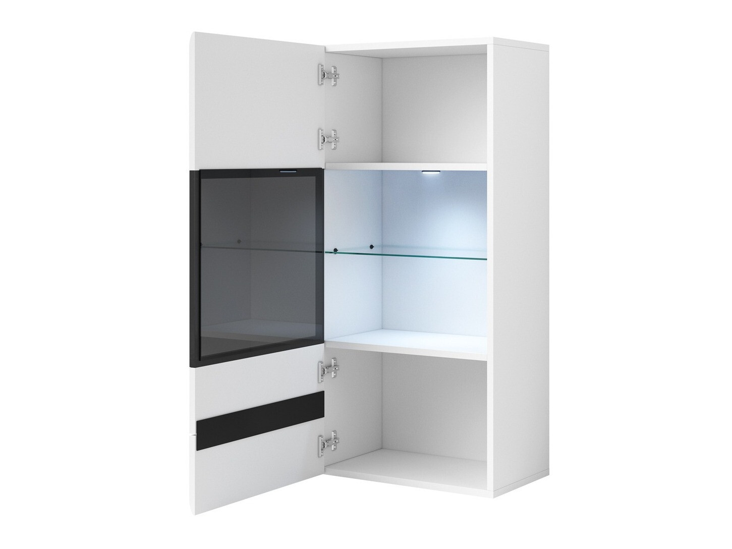 Fali szekrény Austin D101 (Fehér + Fényes fehér)