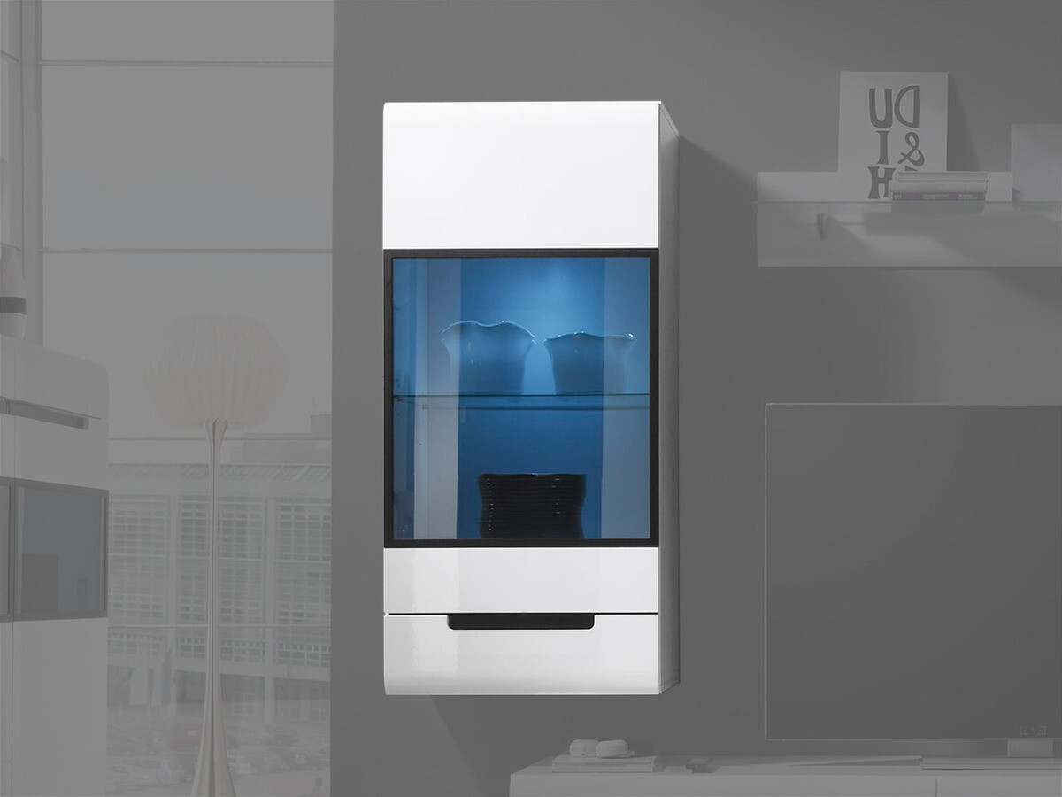 Fali szekrény Austin D101 (Fehér + Fényes fehér)