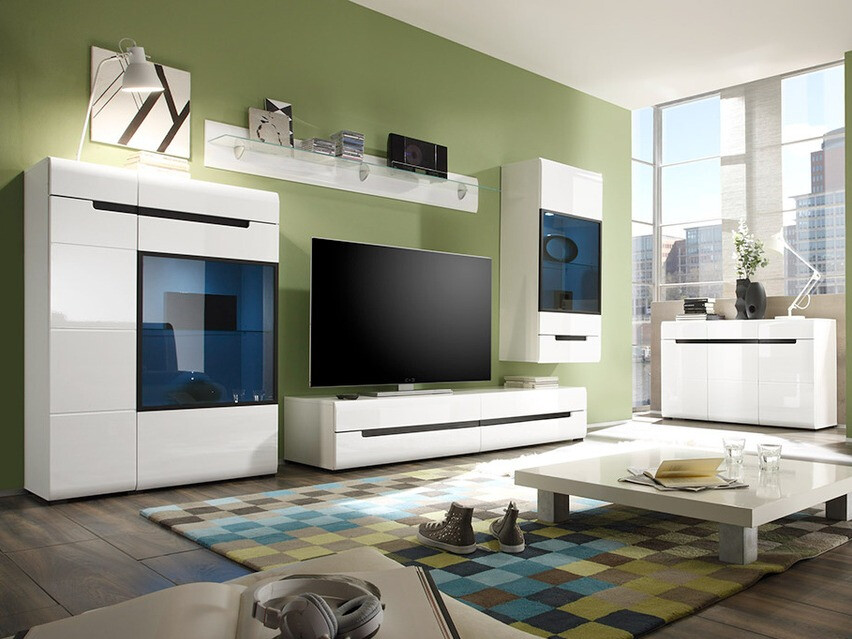 Fali szekrény Austin D101 (Fehér + Fényes fehér)