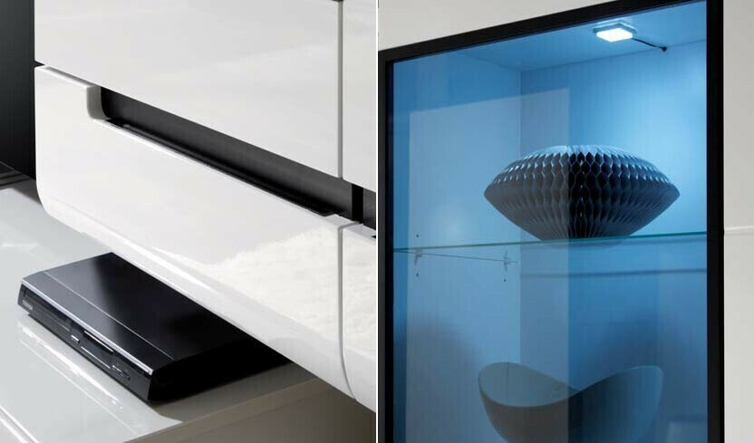 Fali szekrény Austin D101 (Fehér + Fényes fehér)