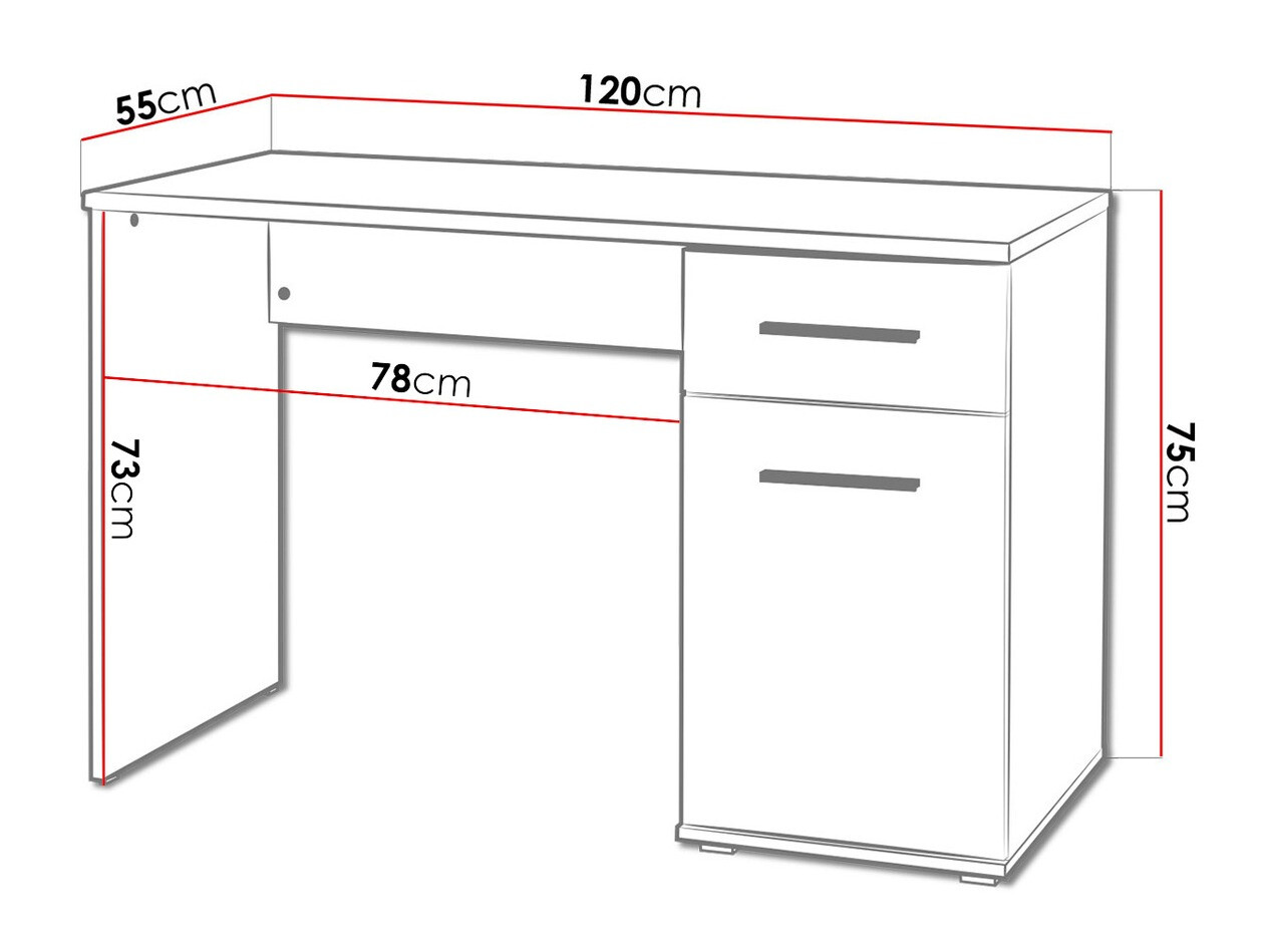 Íróasztal Cirveso 114 (Fehér + Fényes fehér)