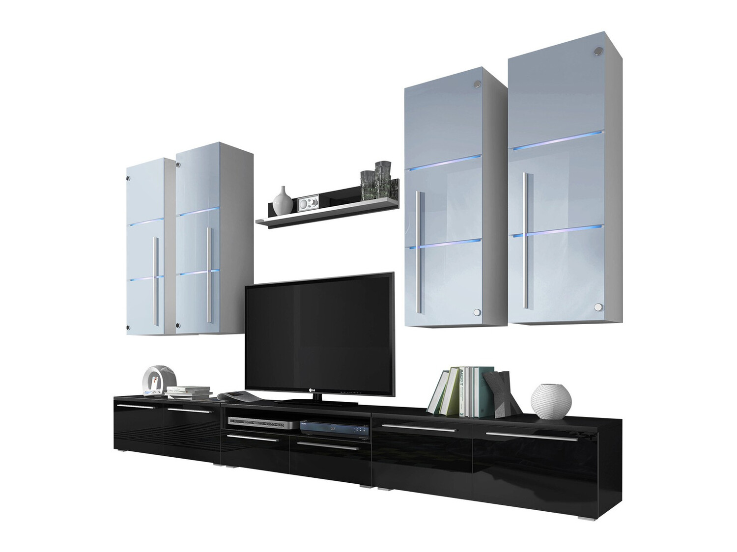 Nappali szett Flos (Fekete + Fényes fekete)