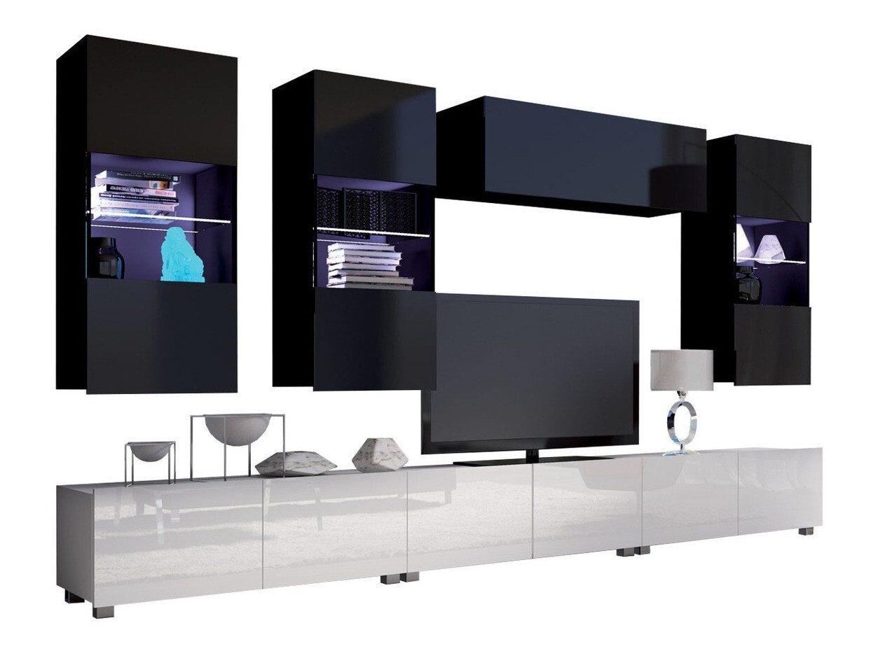 Nappali szett Remus XI (Fehér + Fényes fehér + Fekete + Fényes fekete)