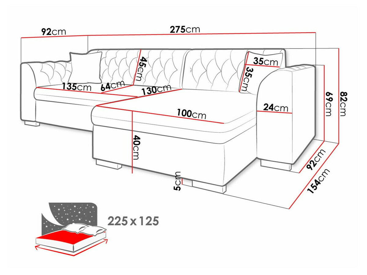 Chesterfield sarokkanapé Comfivo 252 (Magic Velvet 2225 + Senegal 823)