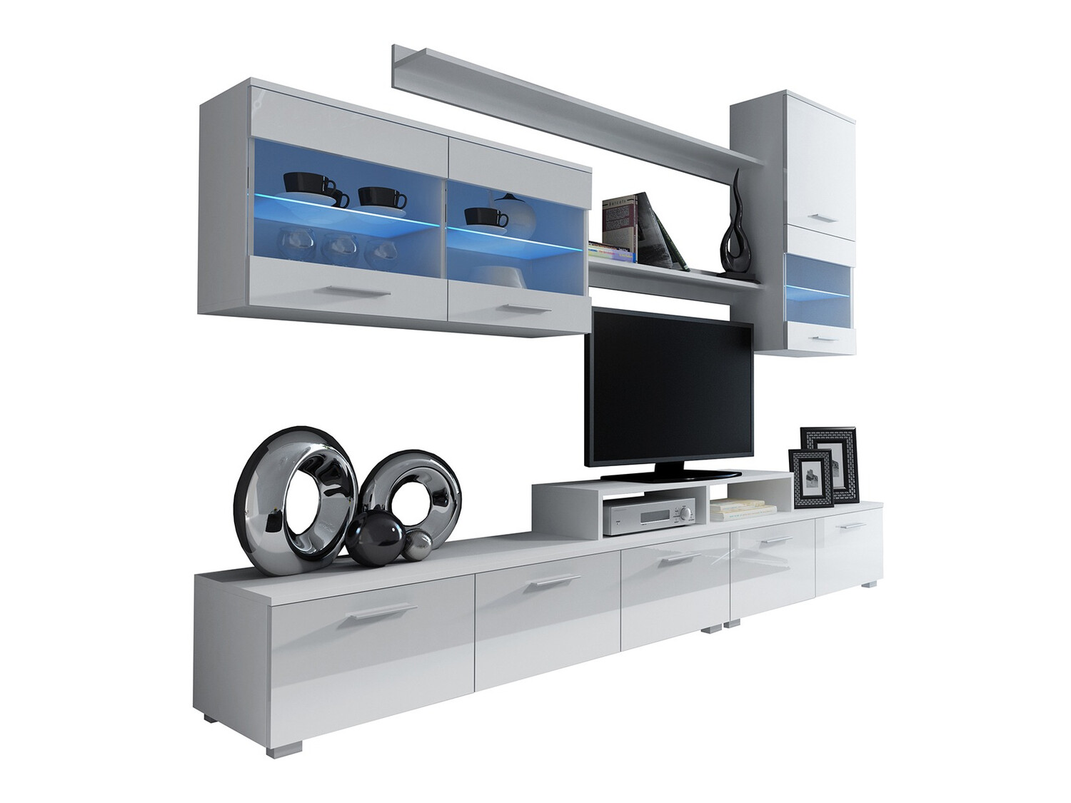 Nappali szett Charlotte 105 (Fehér + Fényes fehér)