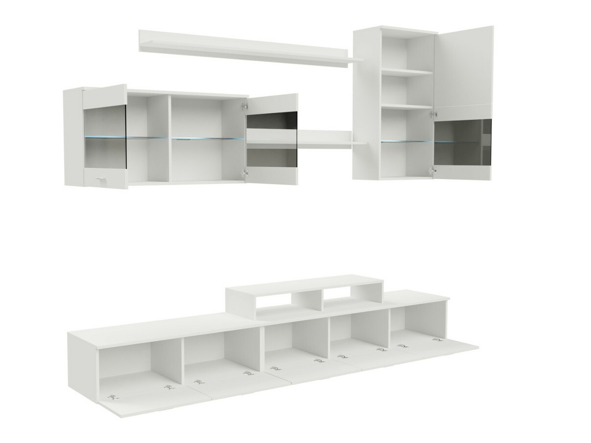 Nappali szett Charlotte 105 (Fehér + Fényes fehér)