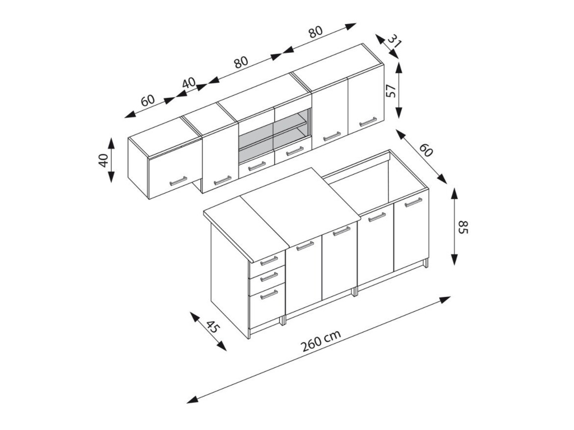 Konyhabútor Houston 1182 (Sanemma tölgy + Fehér + Bézs)