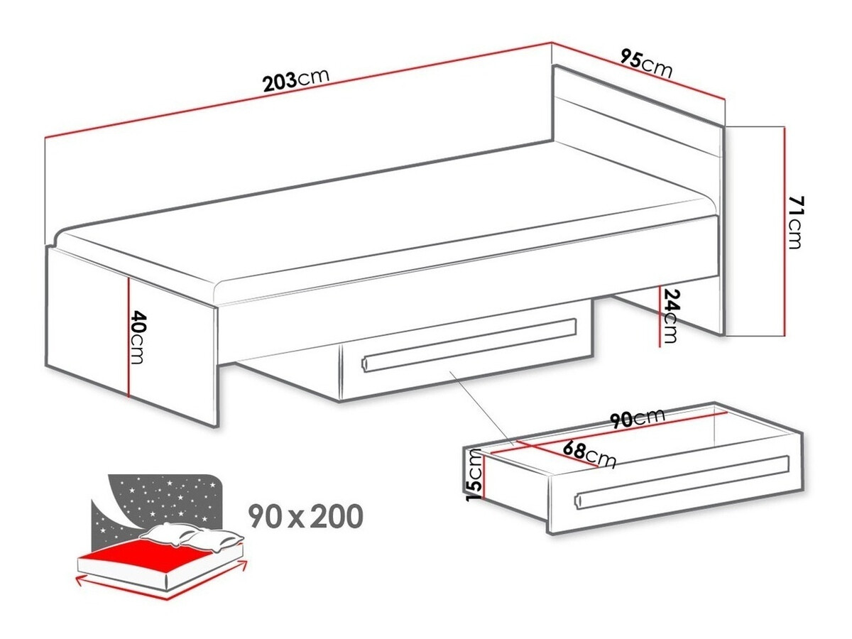Ágy Akron H102 (Antracit + Fehér + Zöld)