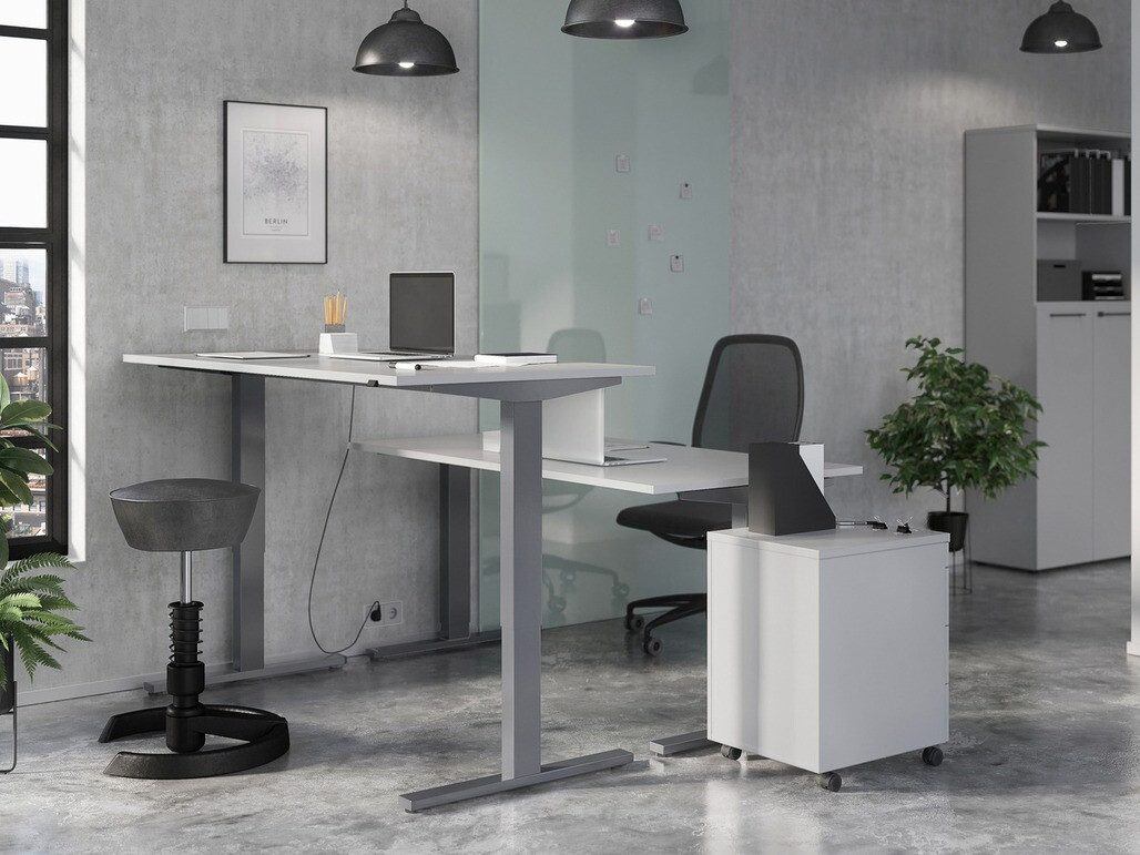Állítható magasságú íróasztal Eliromo 109 (Világosszürke + Szürke)