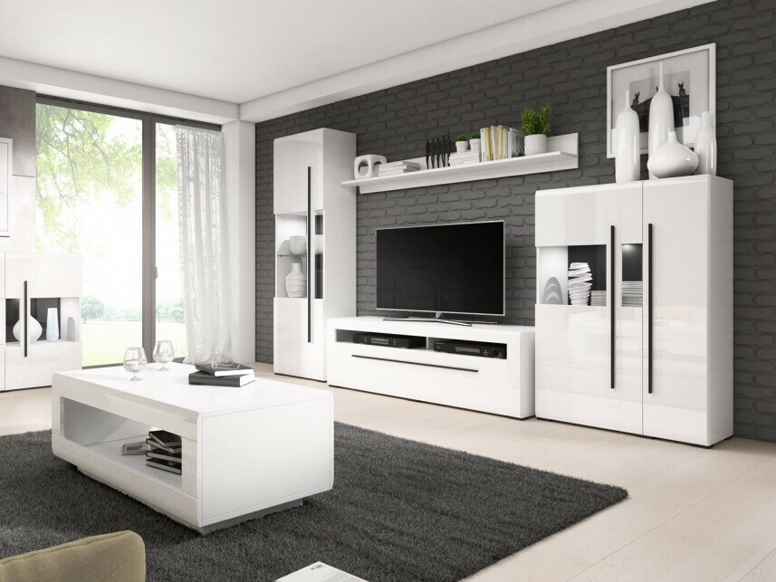 Könyvespolc Ophsalu 110 (Fehér + Fényes fehér)