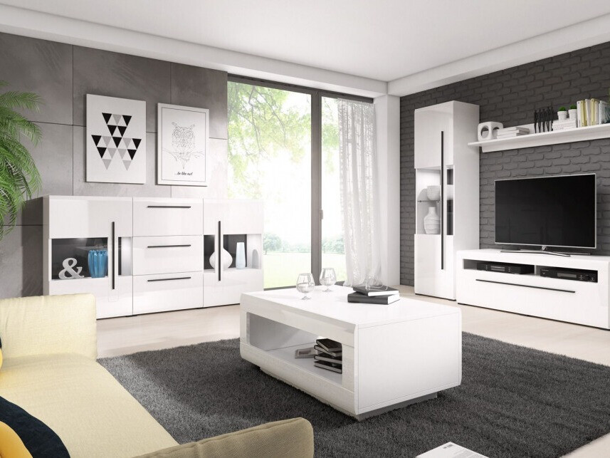 Komód Ophsalu 106 (Fehér + Fényes fehér)