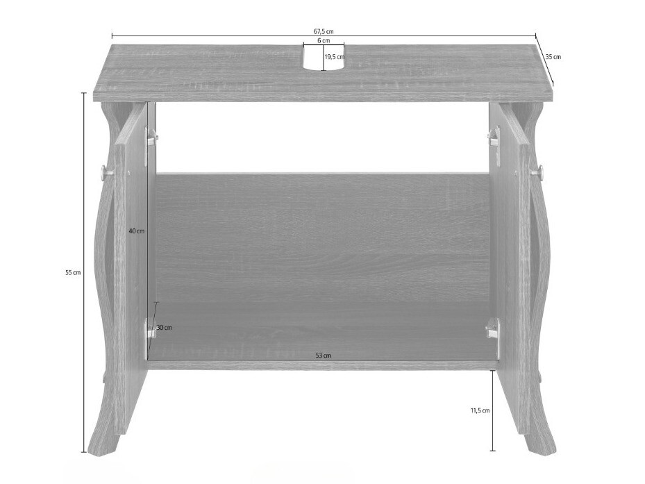 Mosdó alatti szekrény Ophtole 100 (Szürke tölgy)