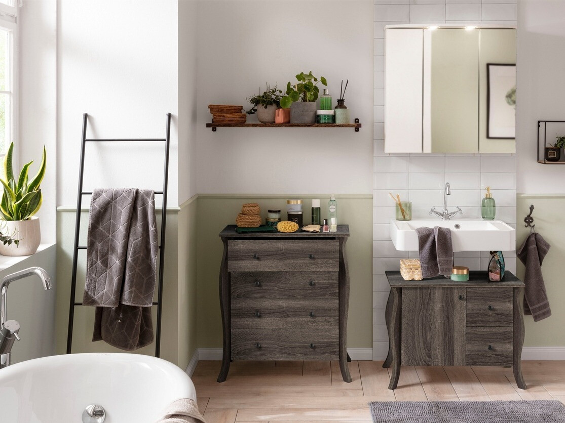 Álló fürdőszoba szekrény Ophtole 104 (Szürke tölgy)