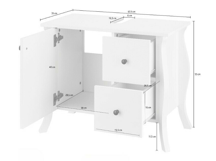 Fürdőszoba garnitúra Ophtole 105 (Szürke tölgy)