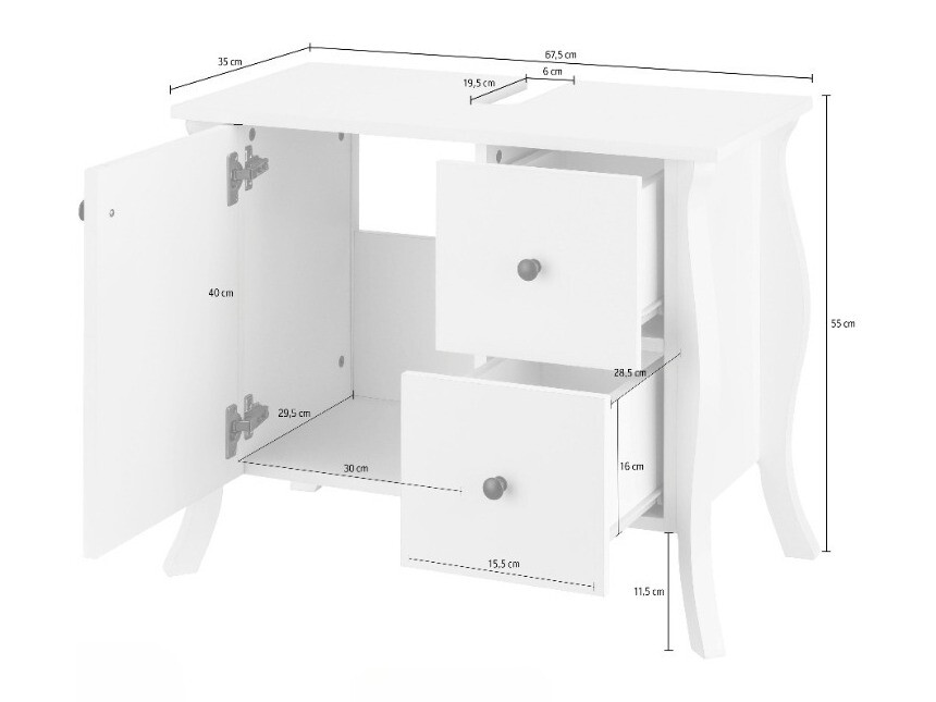 Mosdó alatti álló szekrény Ophtole 101 (Szürke tölgy)