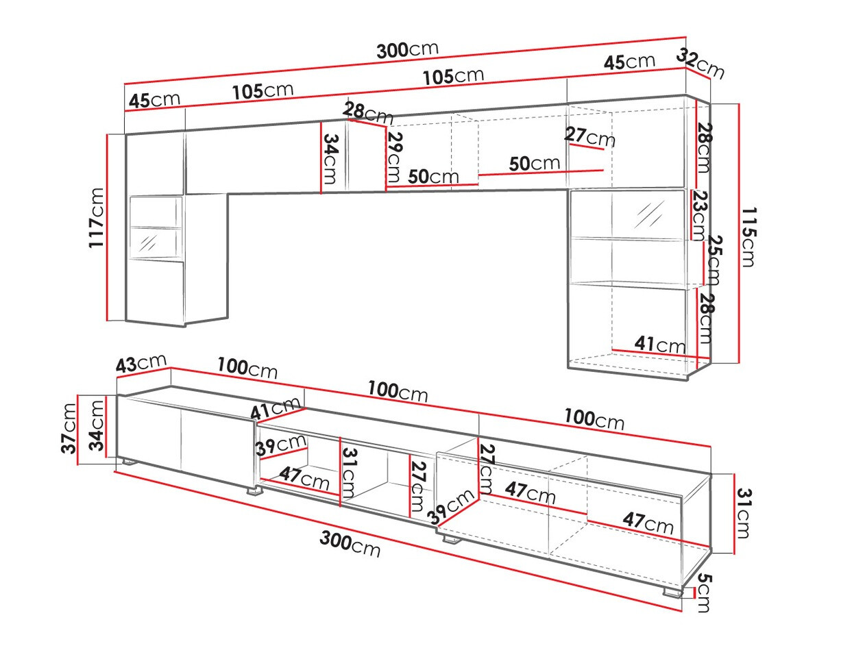 Nappali szett Tivdalu 144 (Fehér + Fényes fehér + Arany tölgy)
