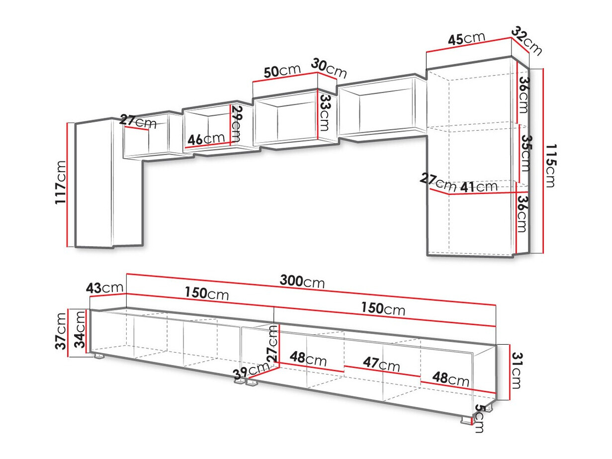 Nappali szett Tivdalu 155 (Fehér + Fényes fehér + Arany tölgy)