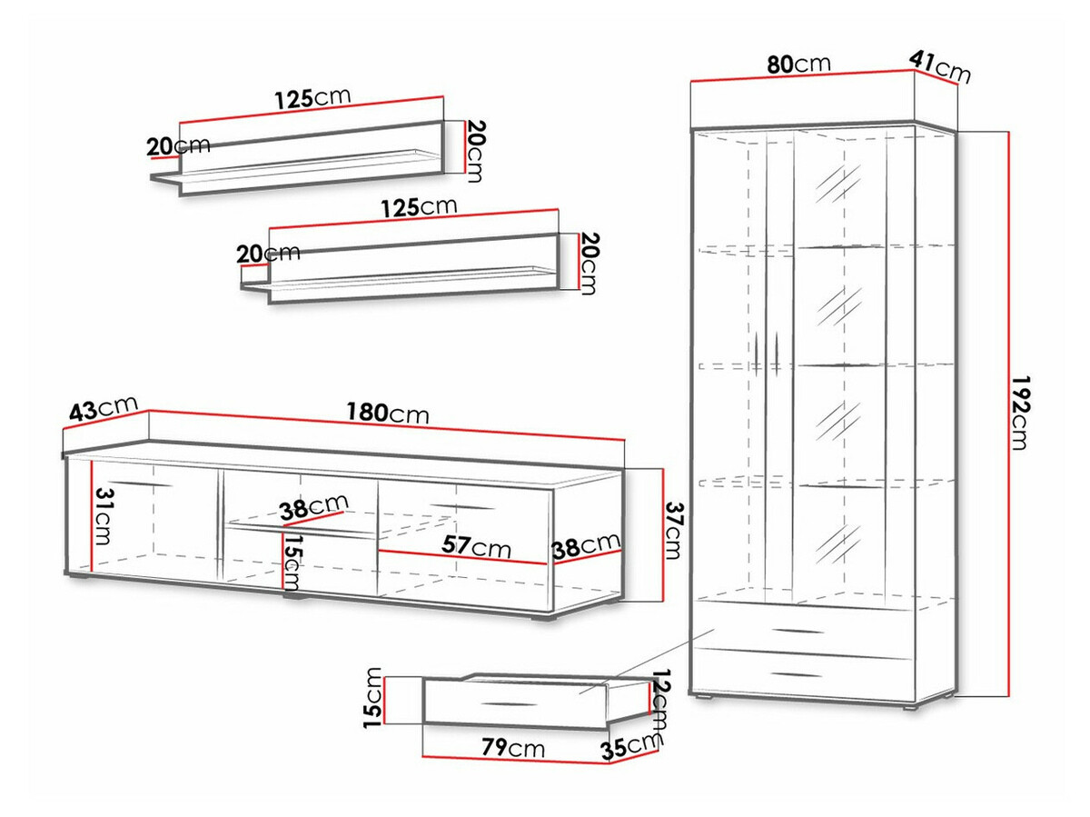 Nappali szett Tornola 115 (Fehér + Fényes fehér)