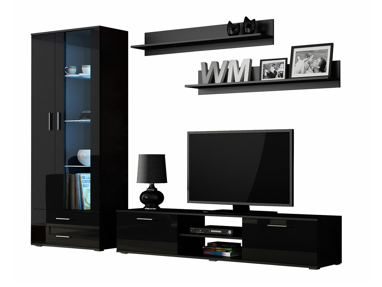 Nappali szett Tornola 115 (Fekete + Fényes fekete)