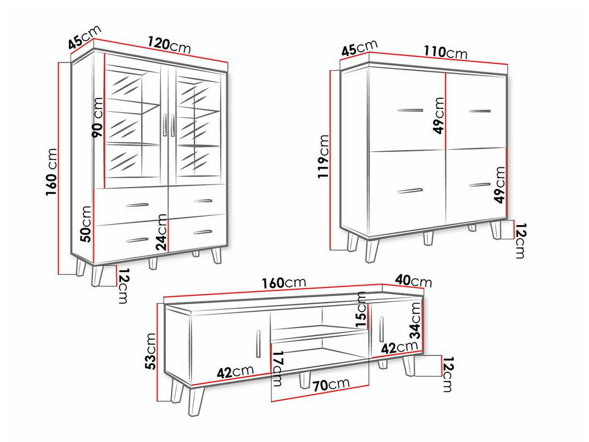 Nappali szett Larfloi 113 (Fehér + Sonoma tölgy)