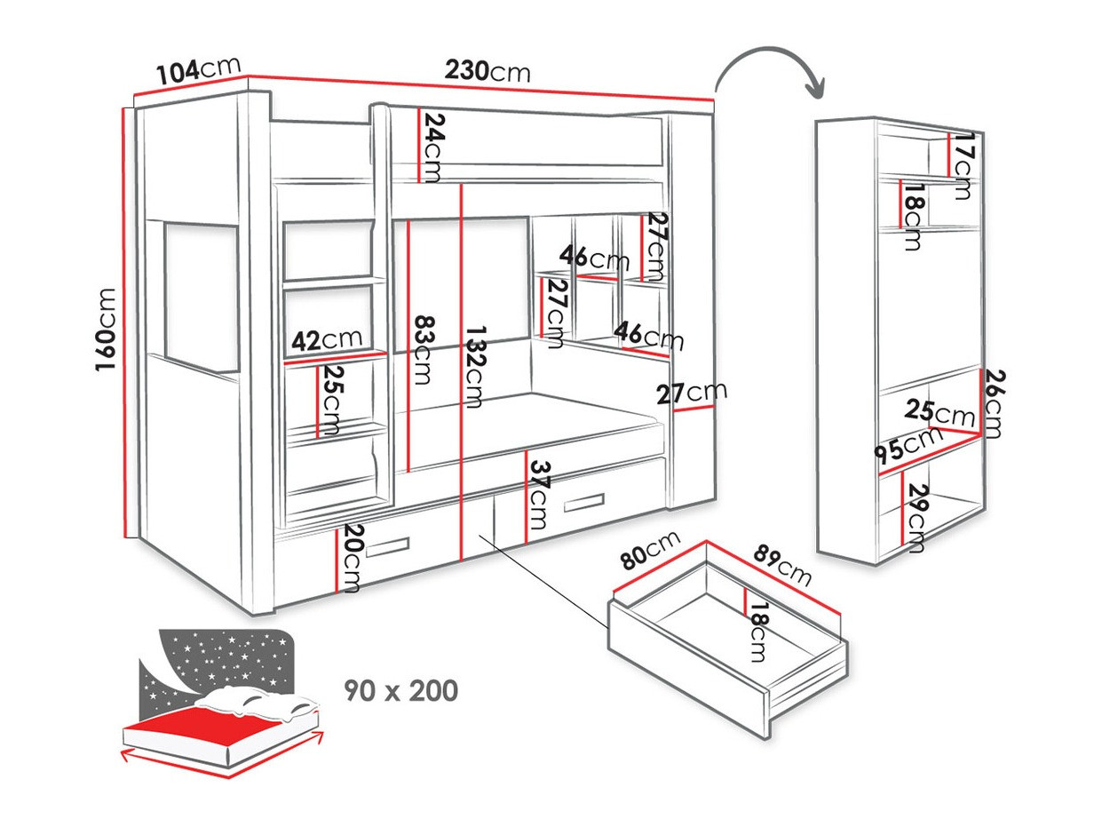 Emeletes ágy Henderson 142 (Fehér + Kék)