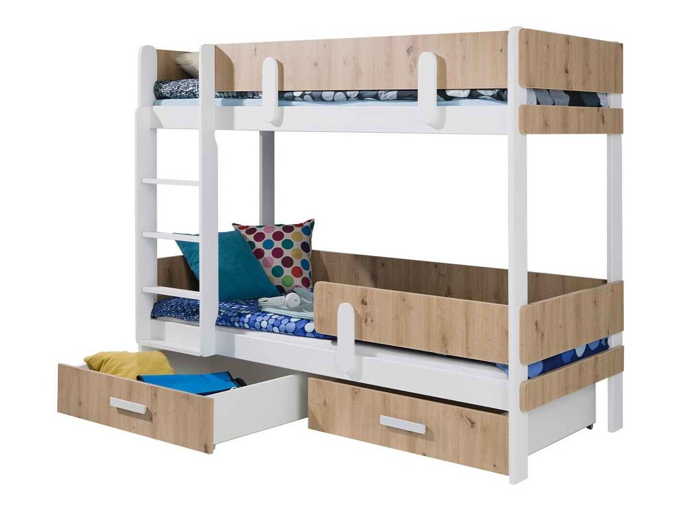 Emeletes ágy Henderson 144 (Fehér + Artisan tölgy)