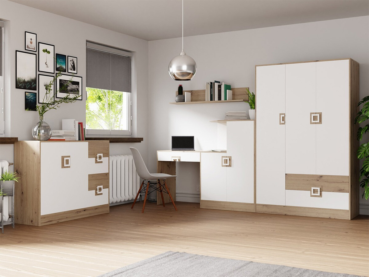 Íróasztal Tolfere 105 (Világos tölgy + Fehér)