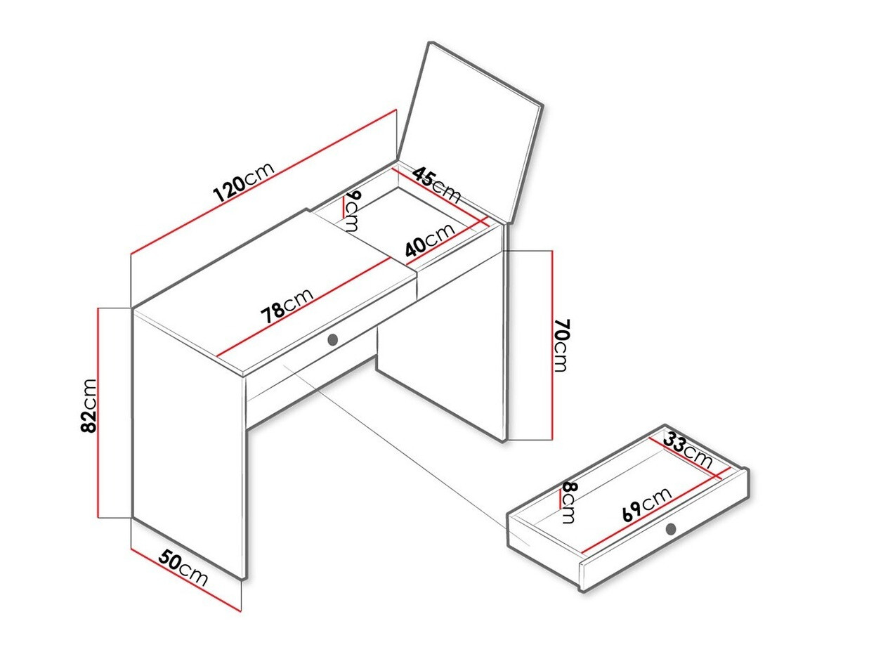 Íróasztal Almira 109 (Artisan tölgy + Fehér)