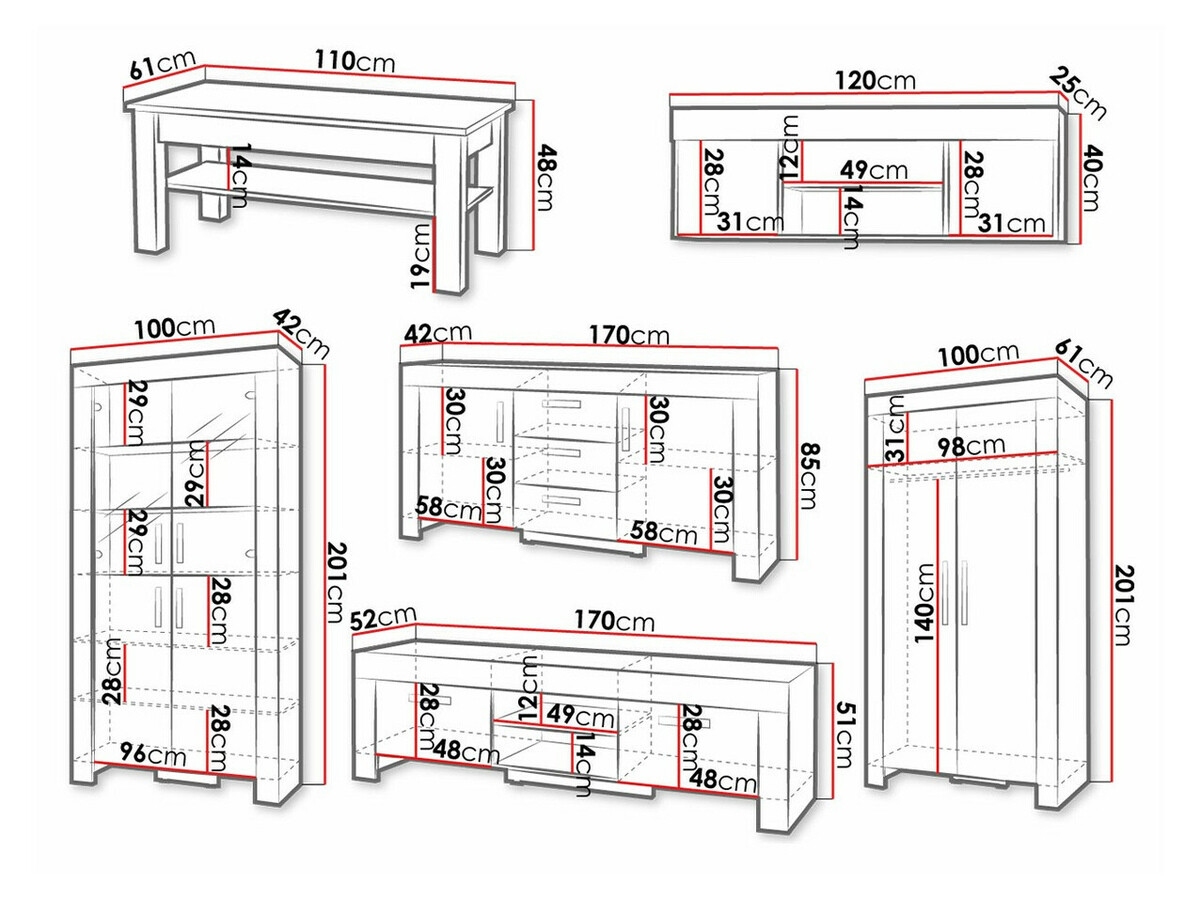 Nappali szett Melfeli 126 (Sonoma tölgy)