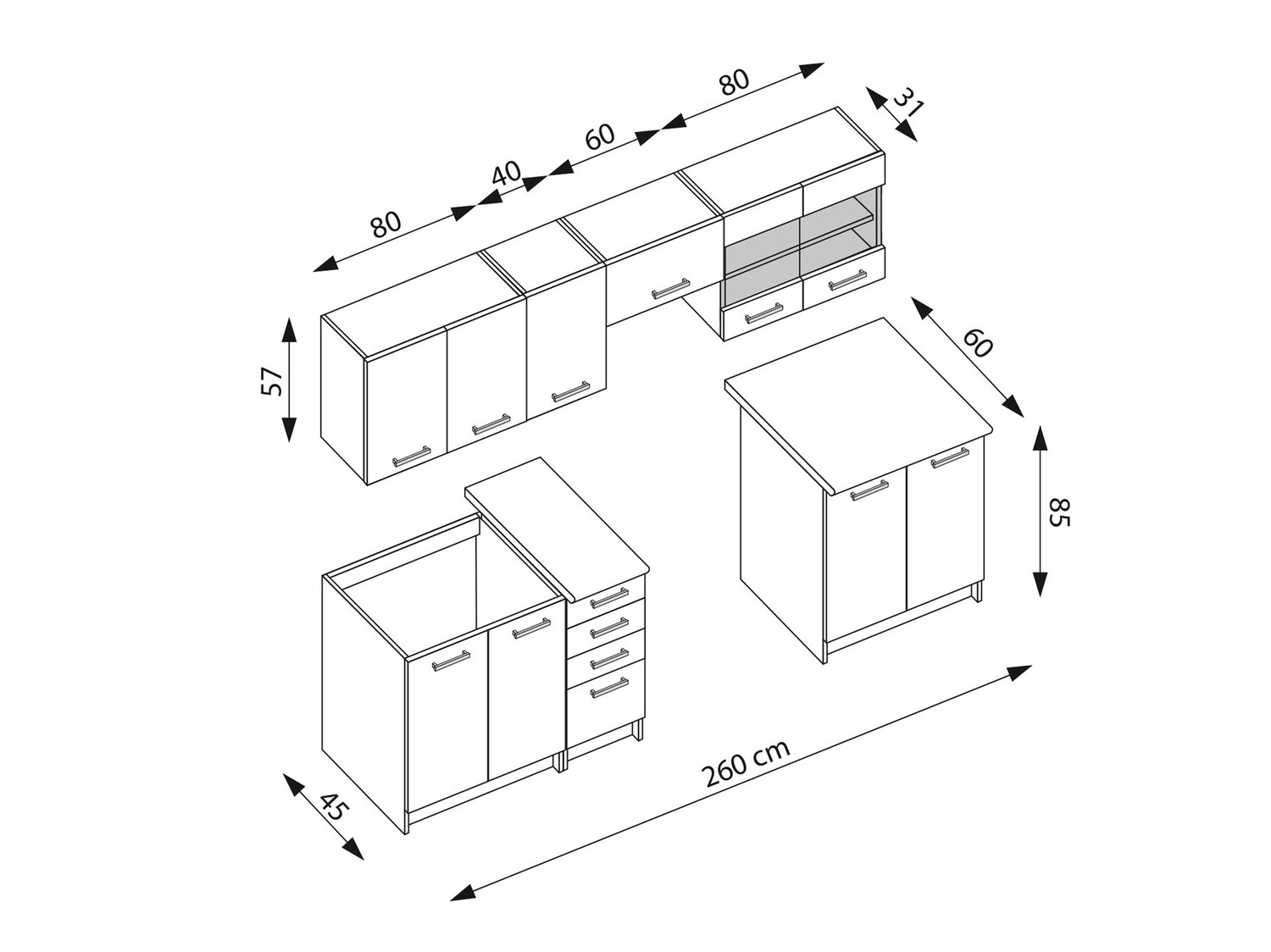 Konyhabútor Houston 1138 (Sötét tölgy)
