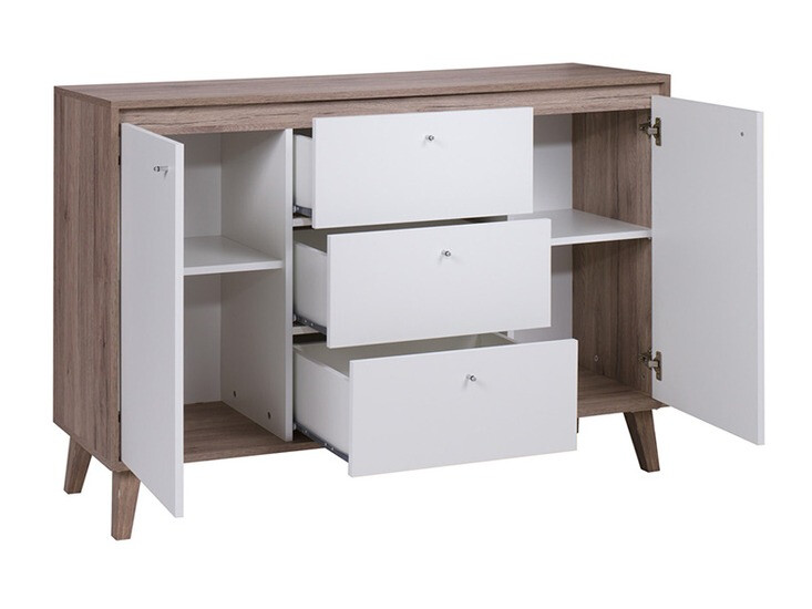 Nappali szett Delbene 119 (Világos San Remo tölgy + Matt fehér)