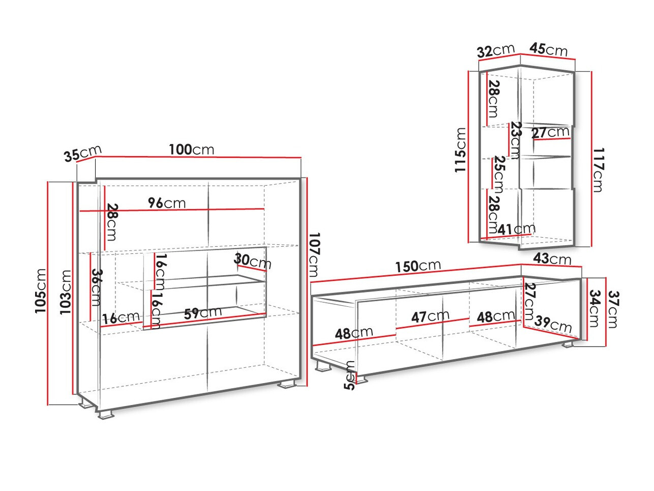 Nappali szett Tivdalu 111 (Fehér + Fényes fehér)