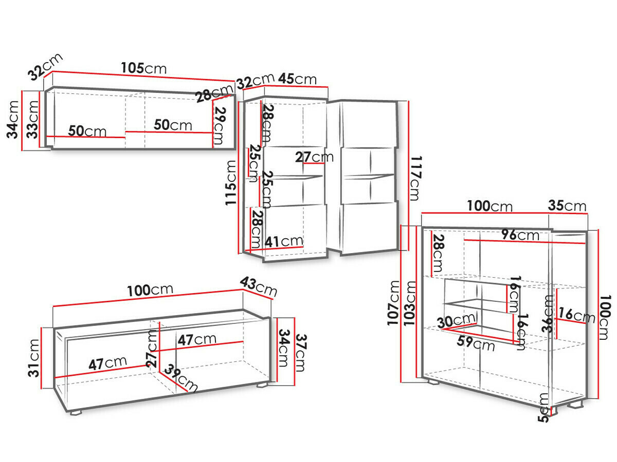 Nappali szett Tivdalu 115 (Fekete + Fényes fekete)