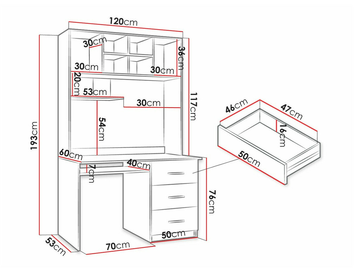 Íróasztal Campus (Fehér + Fényes fehér + Fényes szürke)