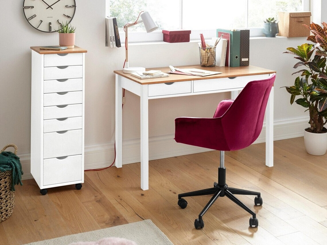 Íróasztal Denton 133 (Fehér + Világos fa)