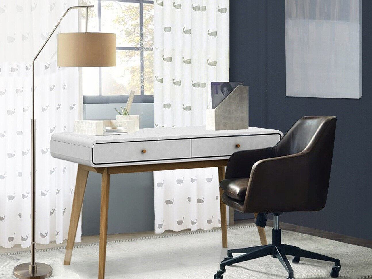 Íróasztal Elbtena 108 (Fehér + Tölgy)