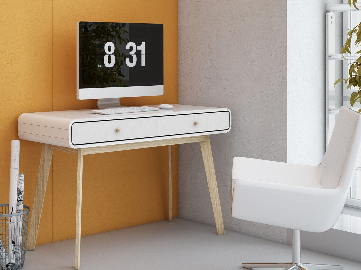 Íróasztal Elbtena 108 (Fehér + Tölgy)