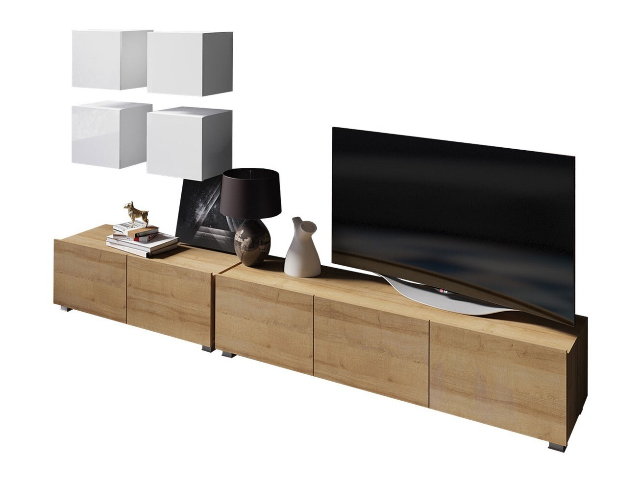 Nappali szett Remus XVIII (Arany tölgy + Fehér + Fényes fehér)