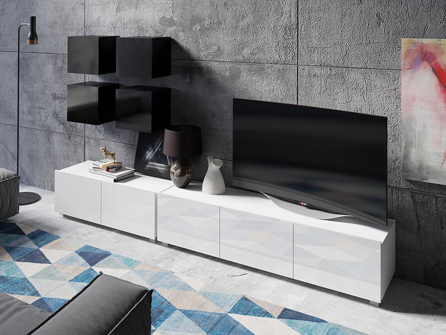 Nappali szett Tivdalu 132 (Fekete + Fényes fekete + Fehér + Fényes fehér)