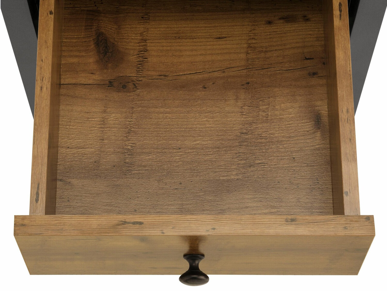 Álló fürdőszoba szekrény Larnovo 110 (Sötét tölgy + Fekete)