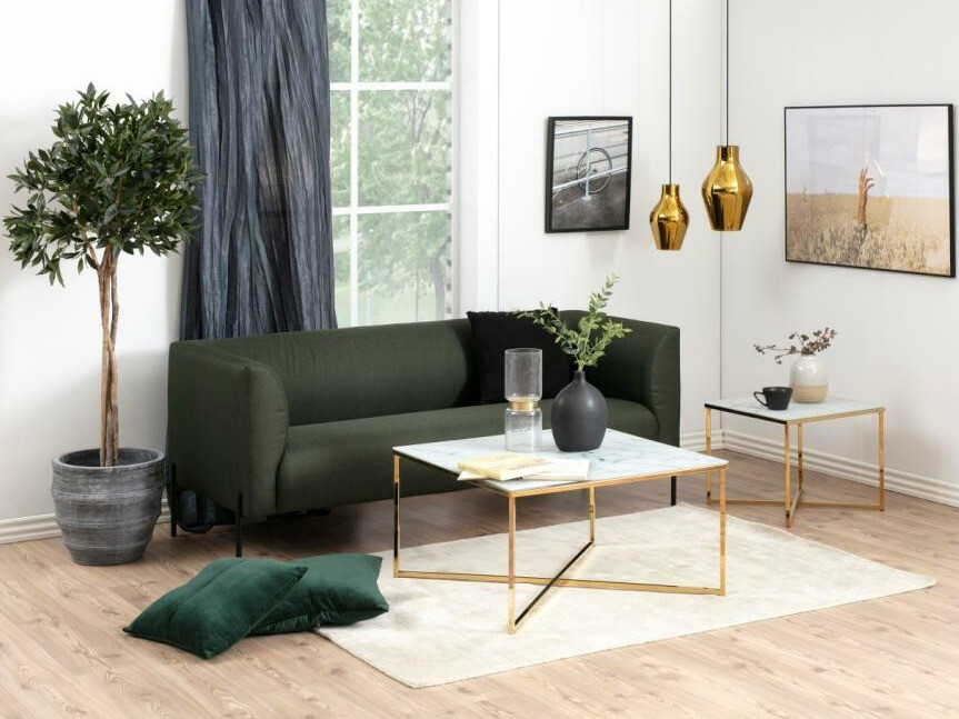 Dohányzóasztal Norsica Sevodeo 104 (Fehér márvány + Aranysárga)