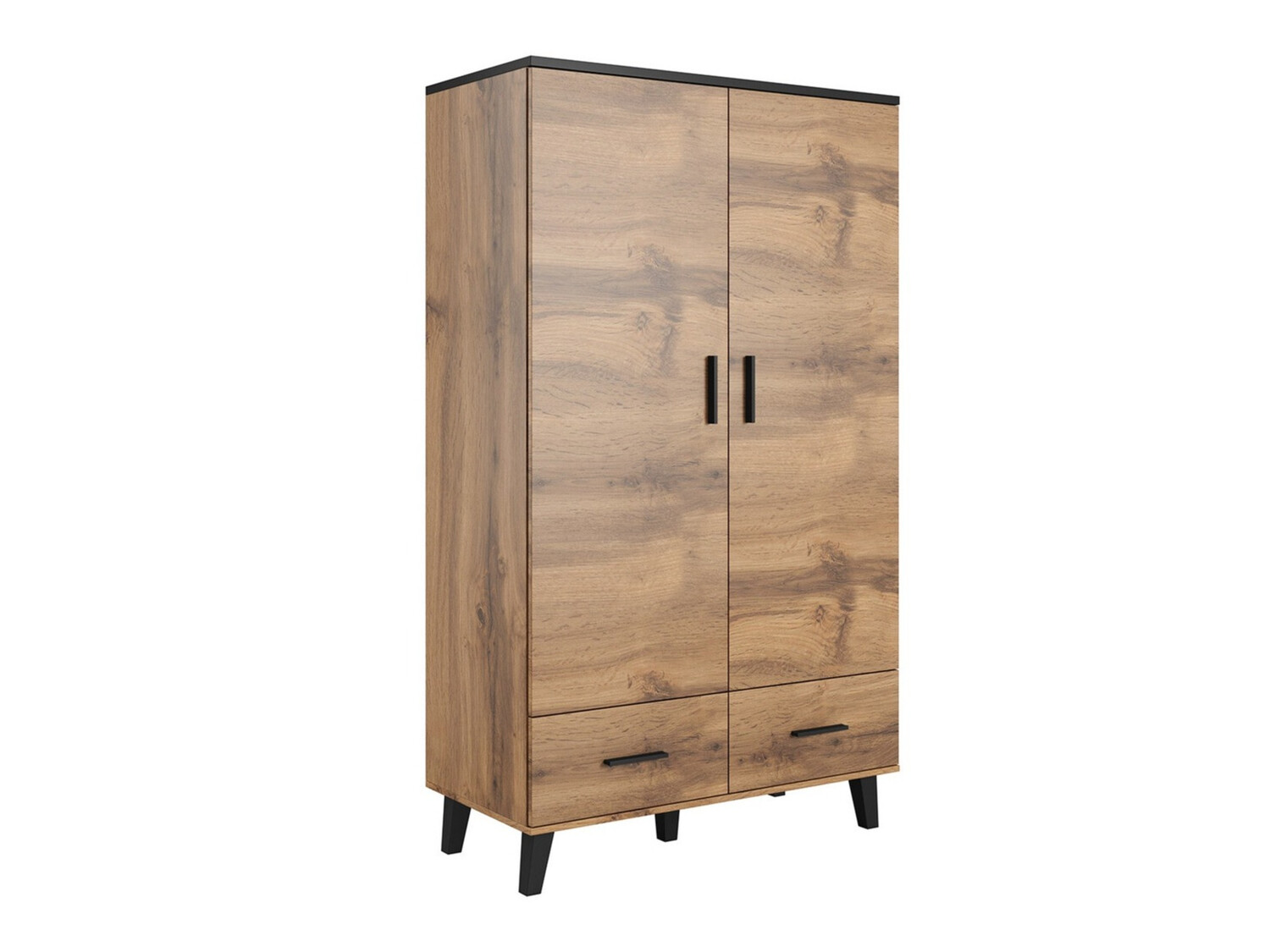 Gardróbszekrény Larfloi 111 (Wotan tölgy + Fekete)