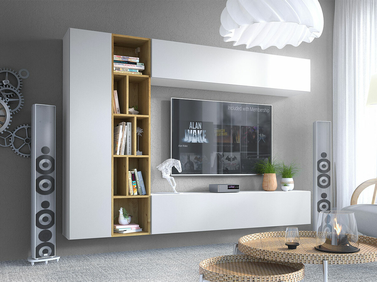 Nappali szett Comfivo Natura (Fehér + Artisan tölgy)