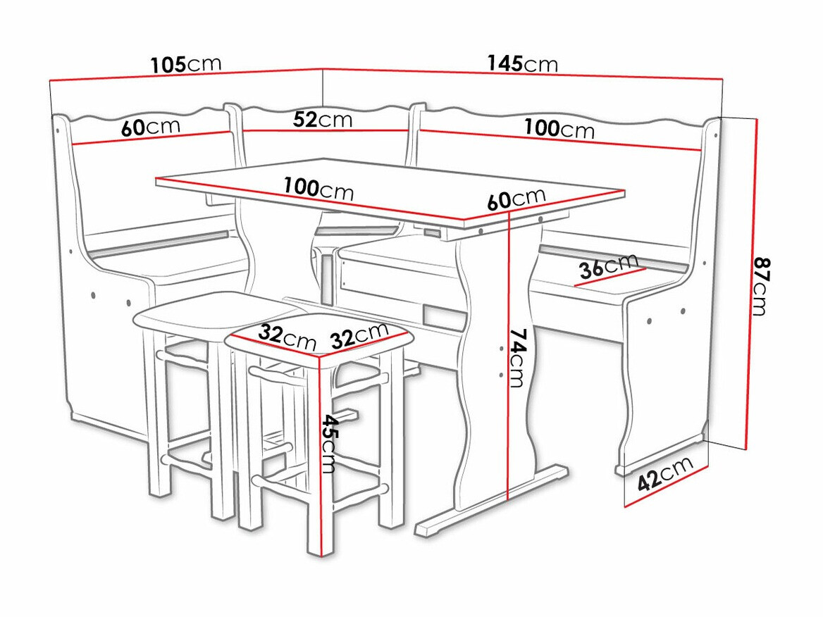 Sarok étkező garnitúra Edmond 100 (Peru 04)