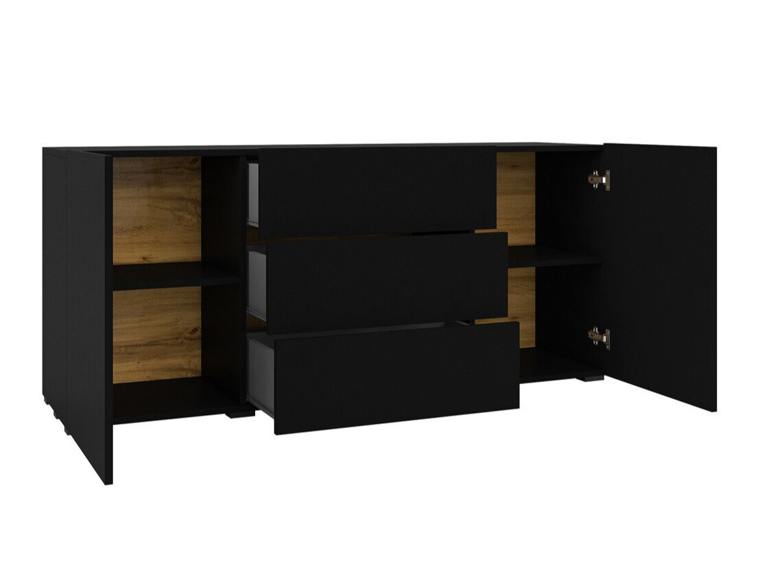 Komód Revmiru 103 (Fekete + Wotan tölgy)