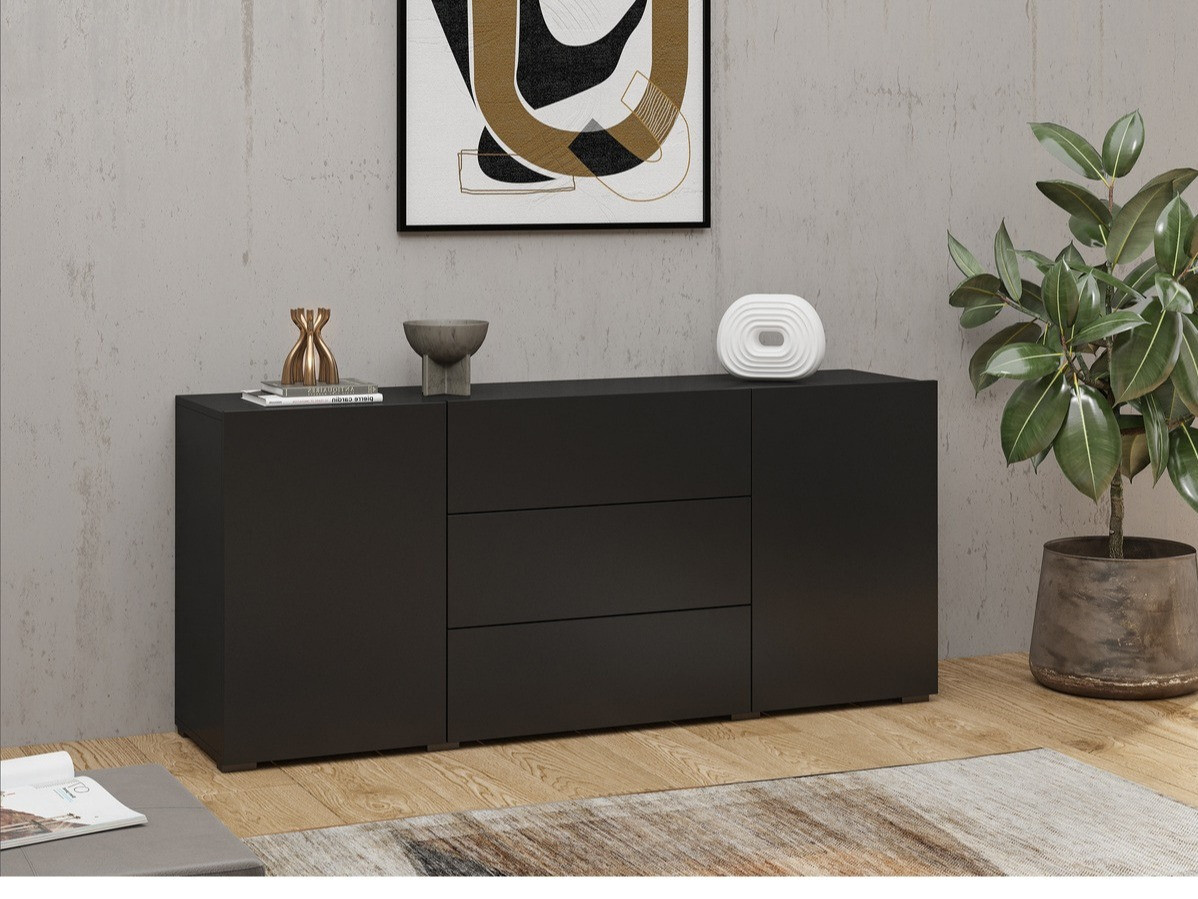 Komód Revmiru 103 (Fekete + Wotan tölgy)