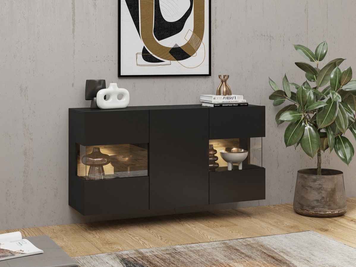 Szekrény Revmiru 102 (Fekete + Wotan tölgy)