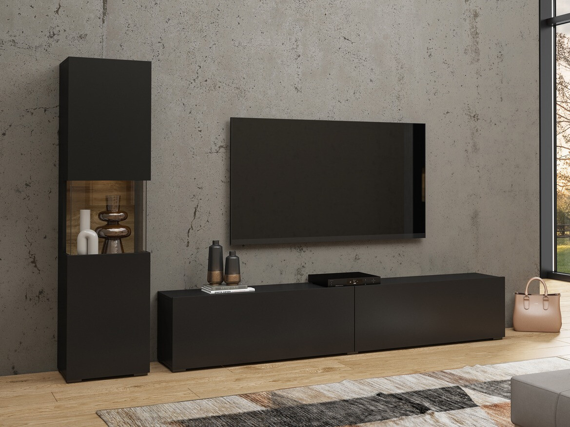 Nappali szett Revmiru 105 (Fekete + Wotan tölgy)