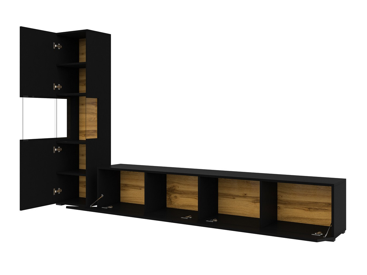 Nappali szett Revmiru 105 (Fekete + Wotan tölgy)