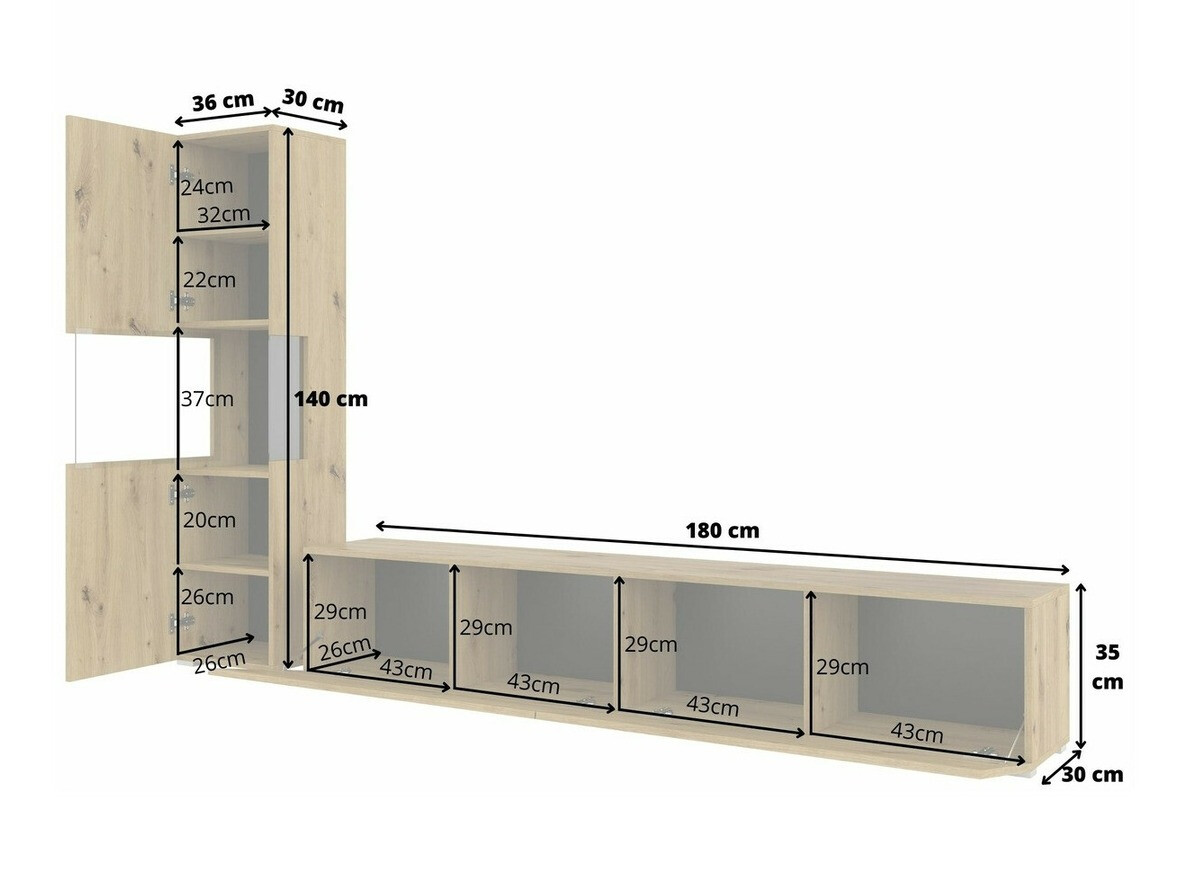Nappali szett Revmiru 105 (Fekete + Wotan tölgy)